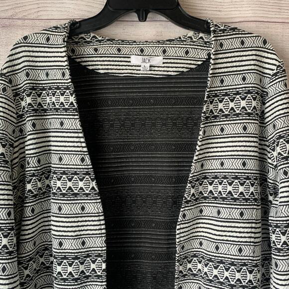 Jack Black and White Geometric Pattern Blazer Jacket Open Front Aztec Size Large - Picture 2 of 14